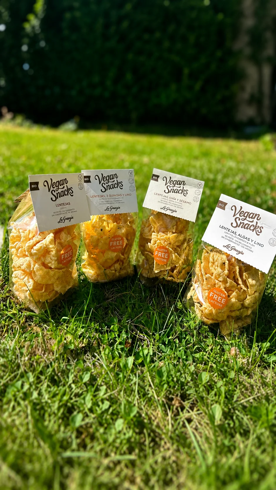Quatre variétés de Vegan Snacks aux lentilles La Granja sans gluten
